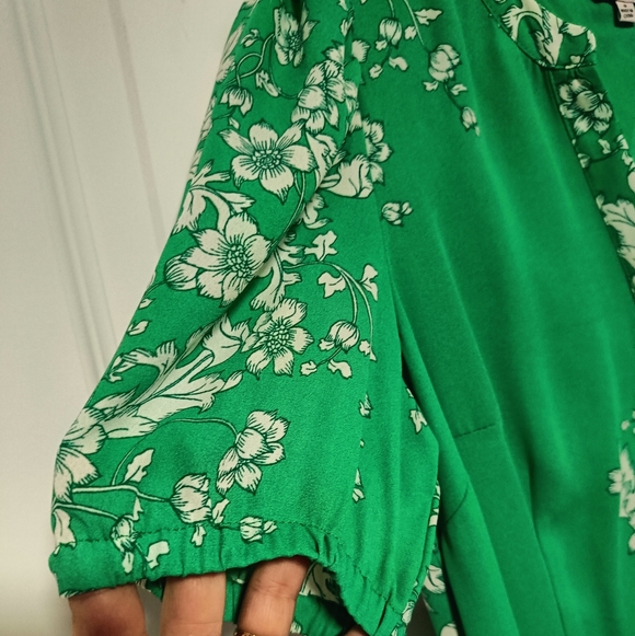 US8🍀Nanette Lepore Green Floral Belted Midi Dress - Picture 9 of 11